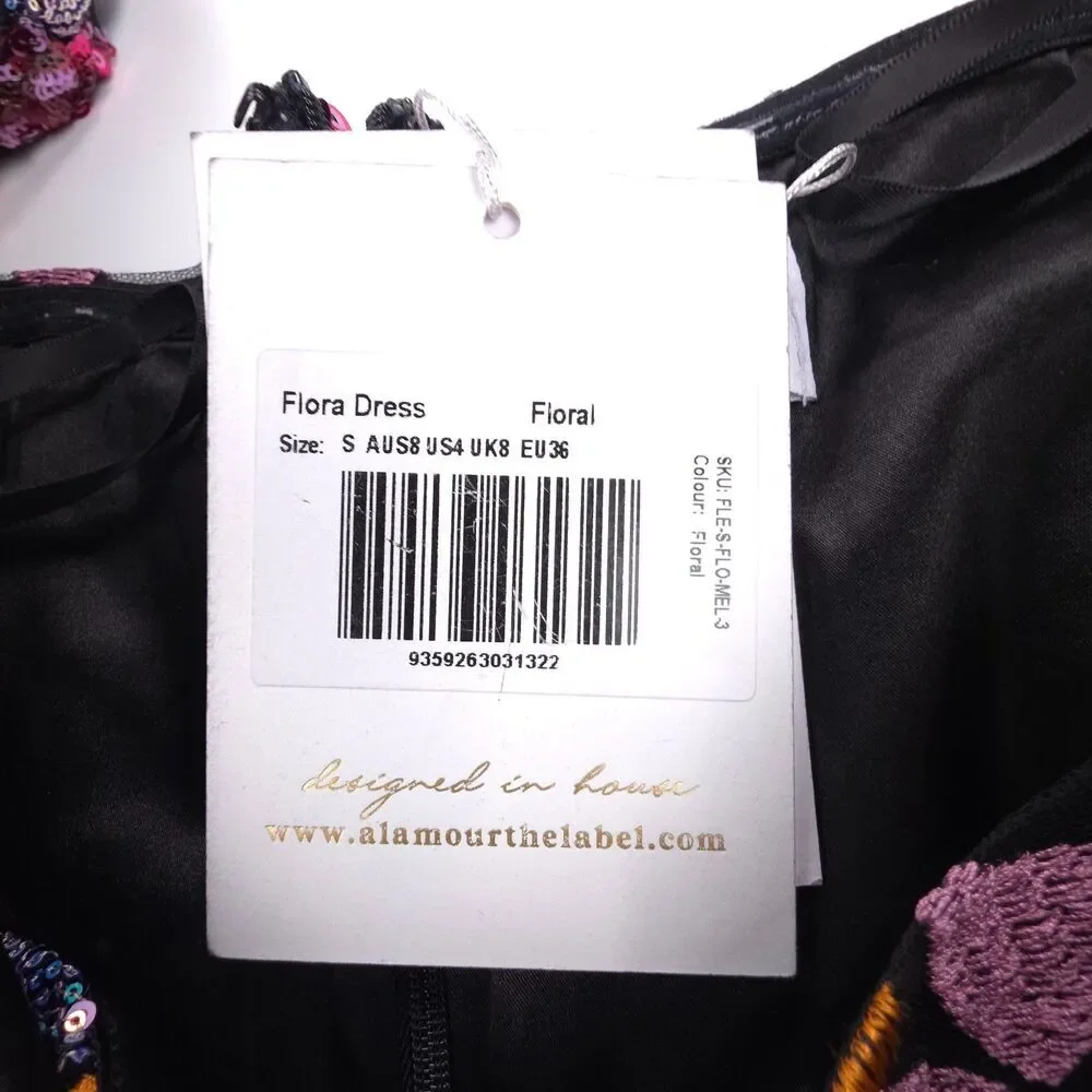 NWT Alamour The Label Flora Sequin Midi Dress Coquette Coconut Resort Maximalist - Picture 2 of 9